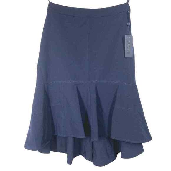 Tommy Hilfiger Navy Ruffle Hi-Low Skirt Suit Separates Lined Side Zip Size 0 - Picture 5 of 12